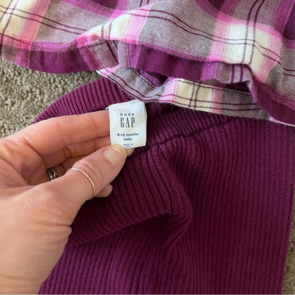 Baby Gap Plaid Top And Leggings Set Purple Size 6-12 mths - Picture 4 of 5